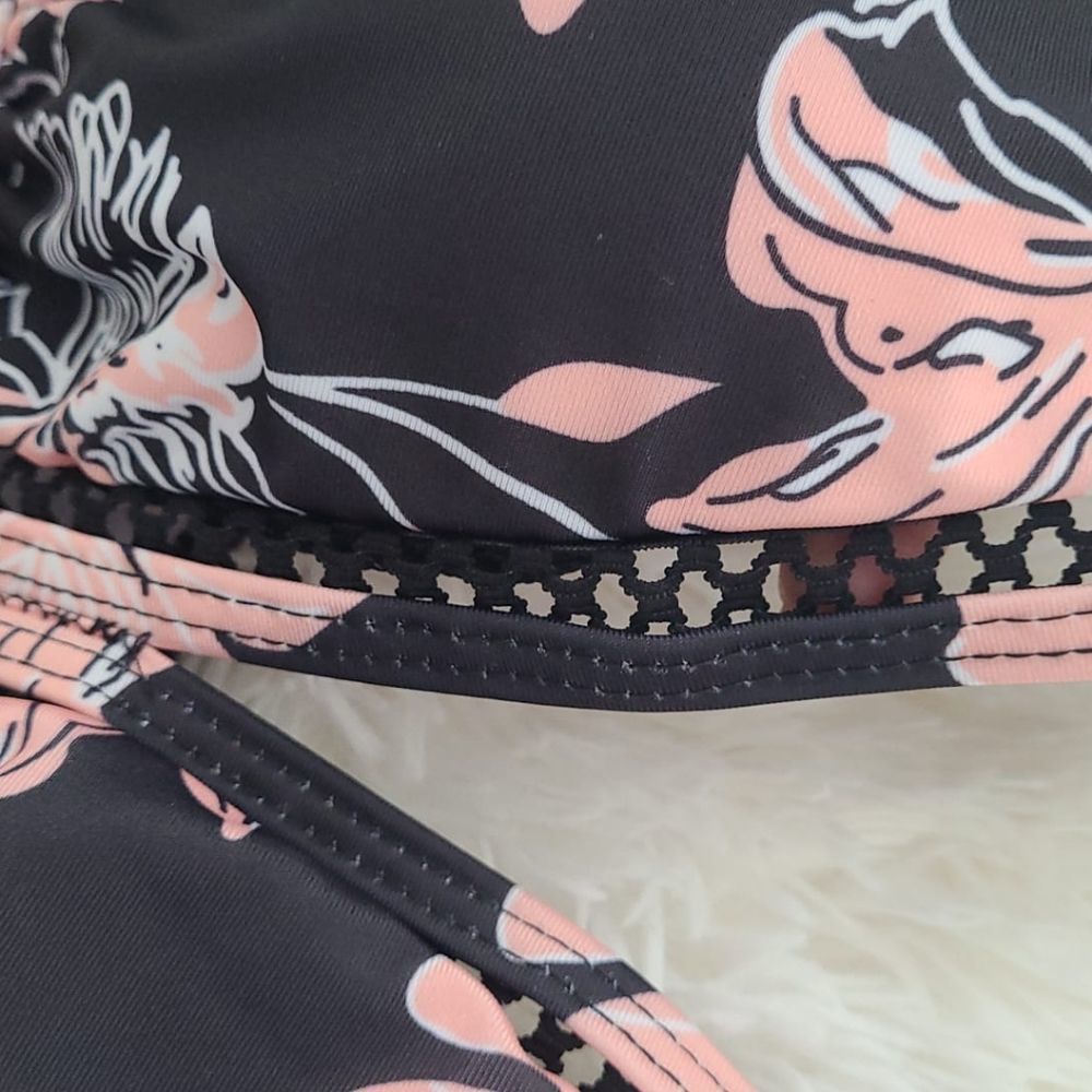 Plus size vintage floral woman swim suit top quality bathing suit v-neck over si - Picture 4 of 8